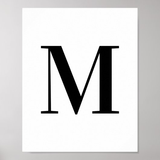 Poster Lettre majuscule M Monogramme noir et blanc (Devant)