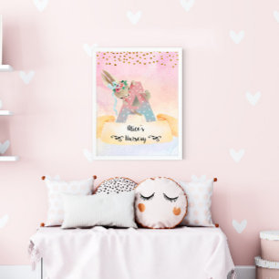 Poster Lettre Monogramme A Joli Lapin Bébé Fille Nourritu