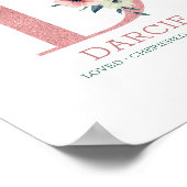 Poster Lettre monogramme D Aquarelle rose Floral Nursery (Coin)