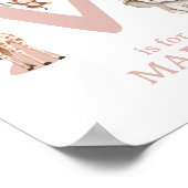 Poster Lettre monogramme M Boho Jungle Animal Nursering W (Coin)