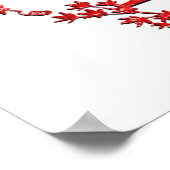 Poster Lettre monogramme M Feuilles rouges (Coin)