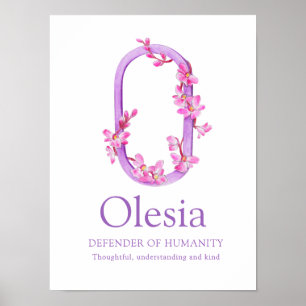 Poster Lettre monogramme O Olesia nom signifiant
