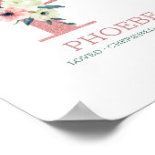 Poster Lettre monogramme P Aquarelle rose Floral Nursery (Coin)