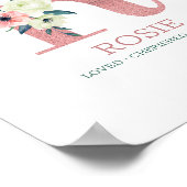 Poster Lettre monogramme R Aquarelle rose Floral Nursery (Coin)