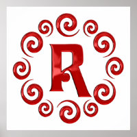Lettre monogramme R rouge