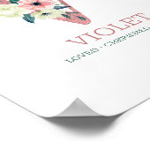 Poster Lettre monogramme V Aquarelle rose Floral Nursery (Coin)