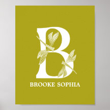 Lettre monographique B de la libellule de couleur 