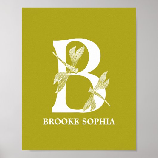 Poster Lettre monographique B de la libellule de couleur  (Devant)