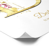 Poster LETTRE MONOGRAPHIQUE D Phuile or & Pink Floral Nur (Coin)