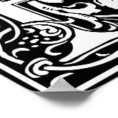 Poster LETTRE MONOGRAPHIQUE Florale Alphabet R (Coin)