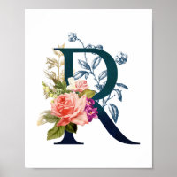 LETTRE MONOGRAPHIQUE Florale R