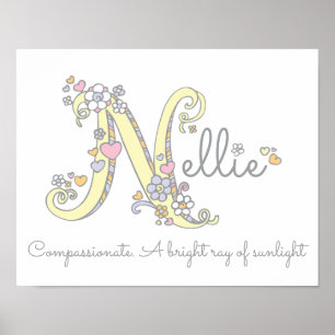 Poster Lettre N Nellie nom initial de l'art doodé signifi