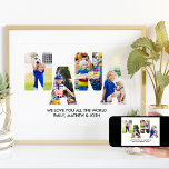Poster Lettre NANA Coupe Photo Collage Grand-Enfants Nom<br><div class="desc">Poster photo NANA, personnalisé avec 4 de vos photos préférées et votre message personnalisé. Ce design a une typographie découpée par lettre photo formant le mot "NANA" et le modèle photo créera ceci pour vous automatiquement. Si vous rencontrez des problèmes avec l'affichage de vos images, essayez de les télécharger au...</div>