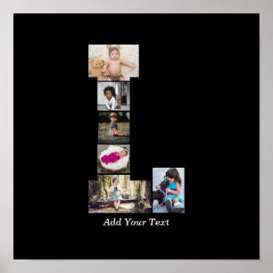 Poster Lettre noire et blanche L Photo Collage