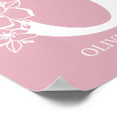 Poster Lettre O Floral Monogramme Nom Pépinière Moderne (Coin)