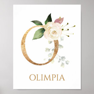 Poster Lettre O Monogramme crème blanche rose Nursery Pos