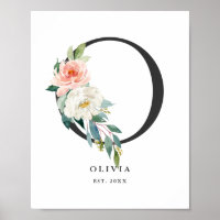 Lettre O Monogramme Peach Florals Peach Nursery