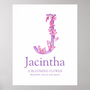 Poster Lettre orchidée J Jacintha nom personnalisé signif