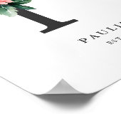 Poster Lettre P Monogramme Peach Florals Nursery (Coin)