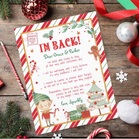 Poster Lettre personnalisée Elf de Noël