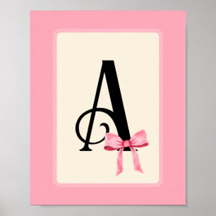 Poster Lettre personnalisée Imprimer avec coquette rose