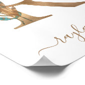 Poster Lettre R dorée florale aquarelle monogramme (Coin)