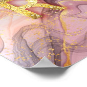 Poster Lettre R Jolie fille Rose Parties scintillant or   (Coin)