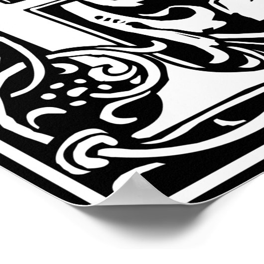 Poster Lettre R Monogramme médiéval Art Nouveau (Coin)