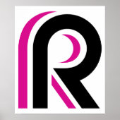 Poster Lettre R rose et noire (Devant)