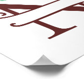 Poster Lettre renne personnalisée N Monogramme fractionné (Coin)