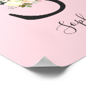 Poster Lettre rose pâle 'S' Nursert Nom Wall Art (Coin)