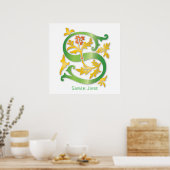Poster Lettre S Monogram Fleur de lis (Cuisine)