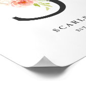 Poster Lettre S Monogramme Peach Florals Nursery (Coin)