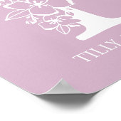 Poster Lettre T Floral Monogramme Nom Pépinière Moderne (Coin)