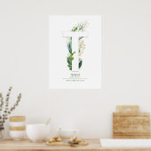 Poster Lettre T Monogramme Or Vert Feuillage Chic (Cuisine)