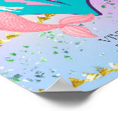 Poster Lettre V Monogramme Aquarelle mignonne Sirène (Coin)