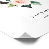 Poster Lettre V Monogramme Peach Florals Nursery (Coin)