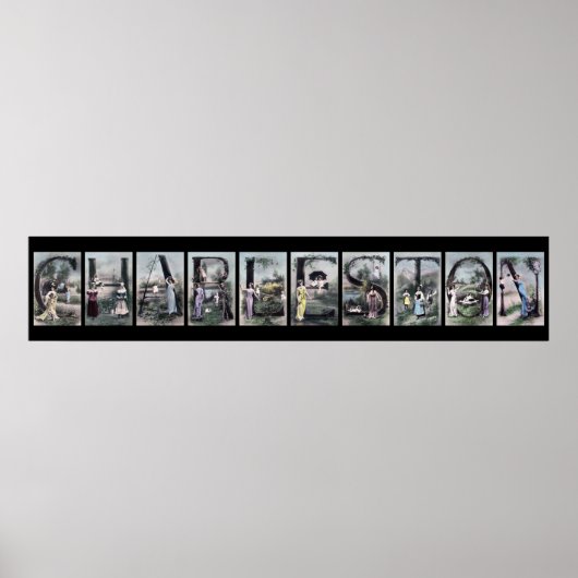 Poster LETTRE Vintage Alphabet CHARLESTON Nom Art (Devant)