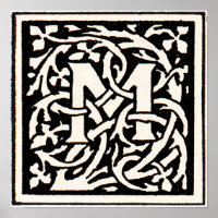 LETTRE vintage M ART NOUVEAU