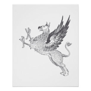 Poster Lettre vintage Press Griffin Line Art