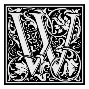 Poster Lettre W Médiévale Monogramme Art Nouveau