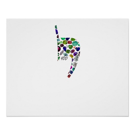 Poster Lettre 'YOD' faite de pierres précieuses dans tout (Devant)