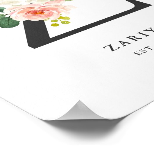 Poster Lettre Z Monogramme Peach Florals Nursery (Coin)