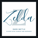 Poster Lettre Z nom elda signifiant bleu gris texte perso<br><div class="desc">Nom simple signifiant écrire poster texte pour la lettre Z cet exemple lit Zelda Dark bataille. Béni de courage et de bonheur. D'autres significations et styles de nom disponibles ou personnalisez ceci avec votre propre nom et ce que votre nom signifie pour vous. D'autres noms et options de couleur sont...</div>