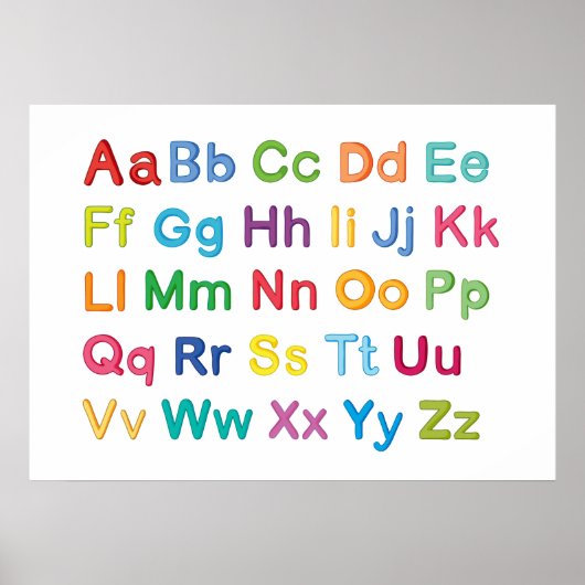 Poster Lettres alphabet anglais coloré tutor (Devant)