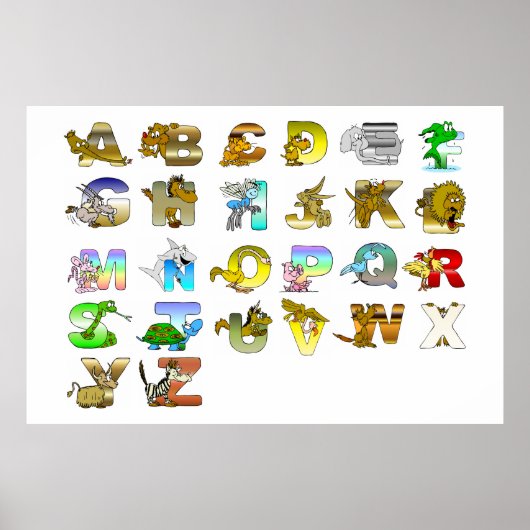 Poster Lettres alphabet animal (Devant)