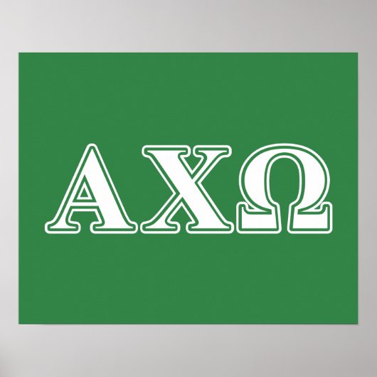 Poster Lettres blanches et vertes d'Alphi Chi Omega (Devant)