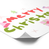 Poster Lettres de bulle super Joyeux Arbre de Noël (Coin)