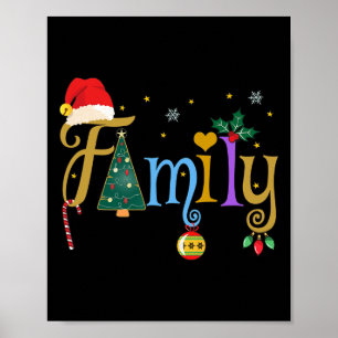 Poster Lettres de famille Style de Noël Aimer Ma famille