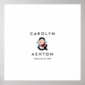 Poster Lettres de fleurs | Maroon Mariage signature d'inv (Devant)